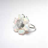 (オパール&グリーンアメジスト/silver) camellia ring