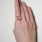 (ローズクオーツ/gold) unisex block ring