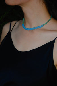 グリーンアベンチュリン_ブルーカルセドニー) playful rosary necklace