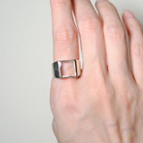 (クリスタル/silver) unisex block ring