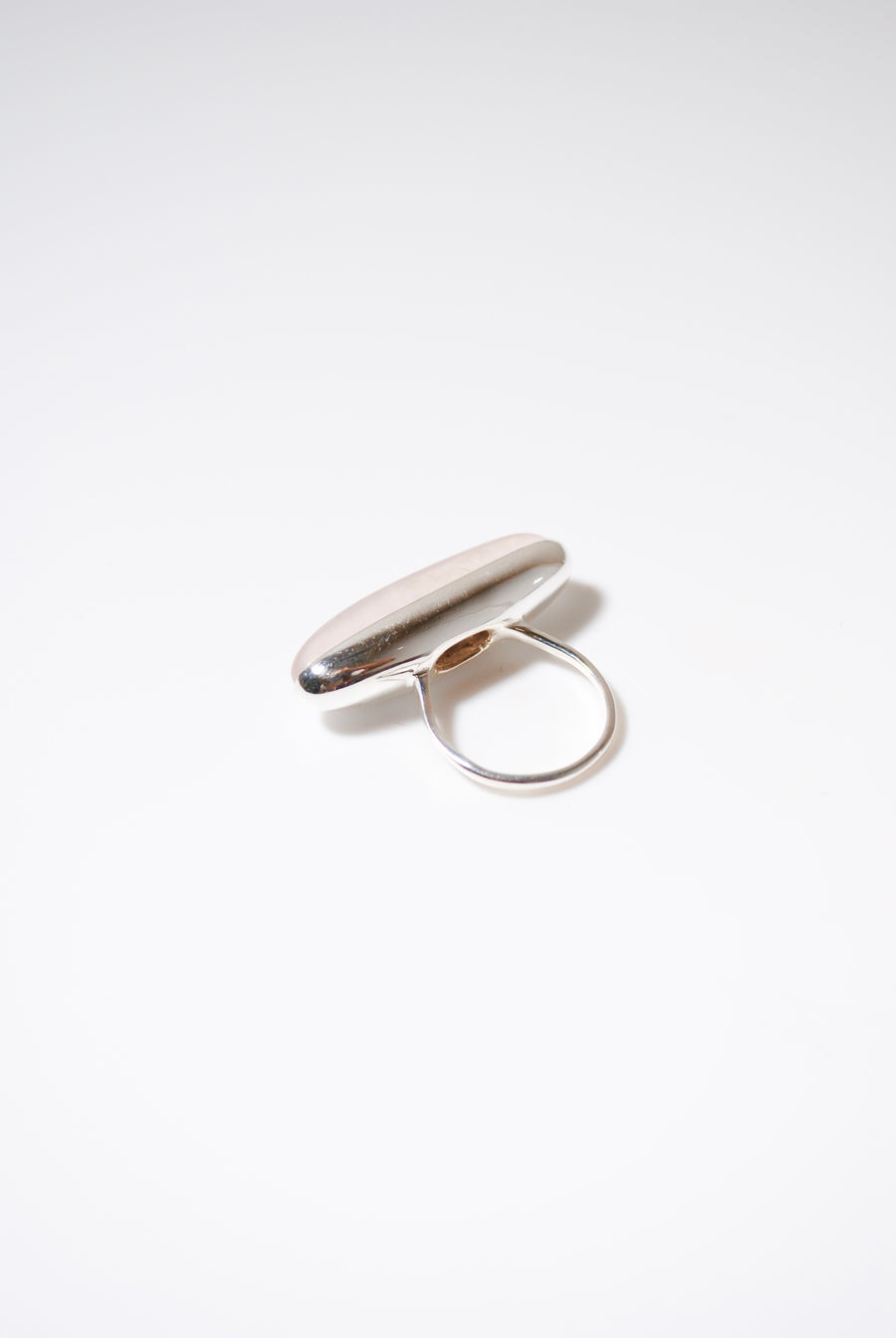 (Rose quartz/silver) volume baguette ring