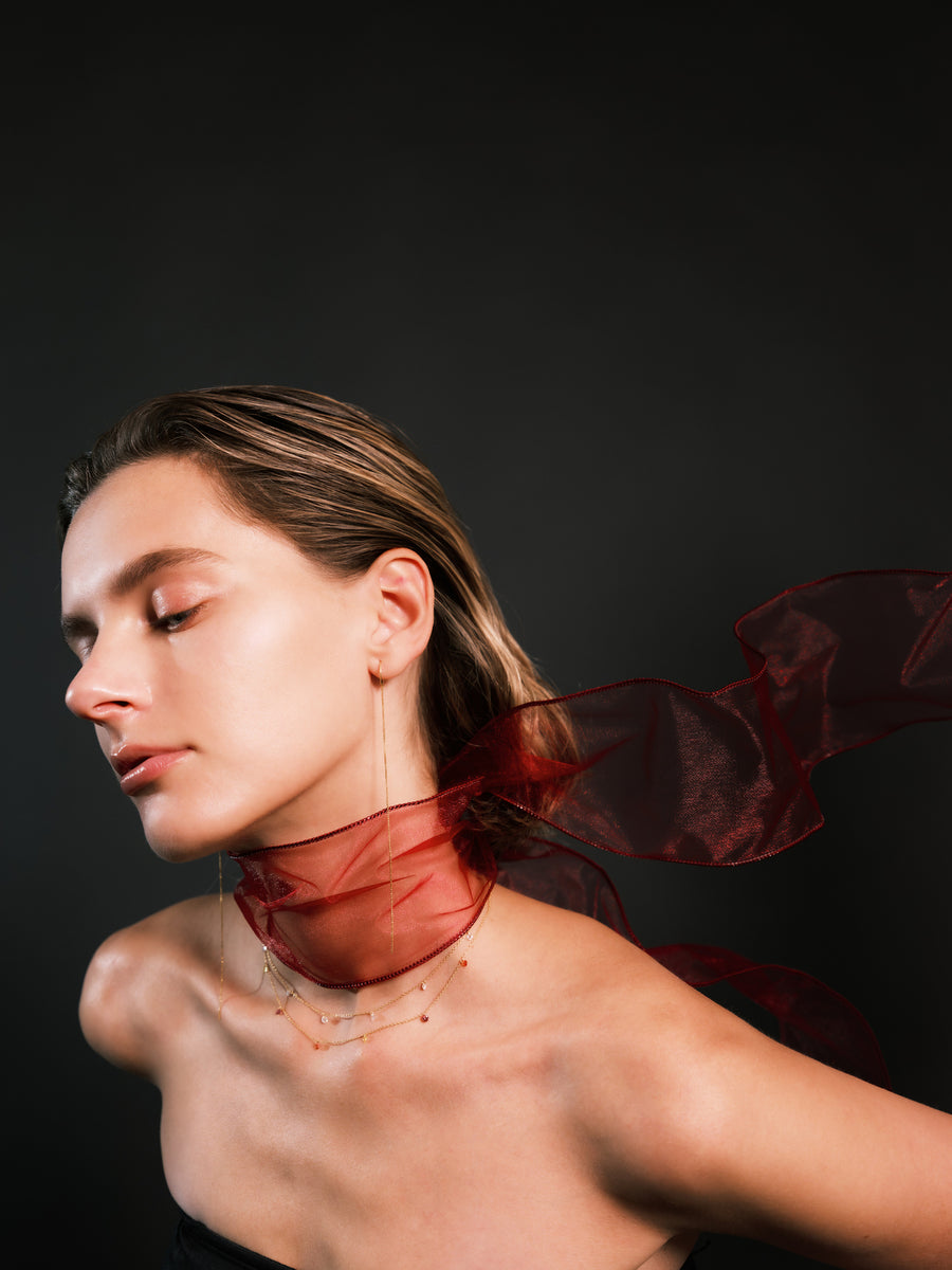 (モアサナイト/gold) nude multi shape necklace