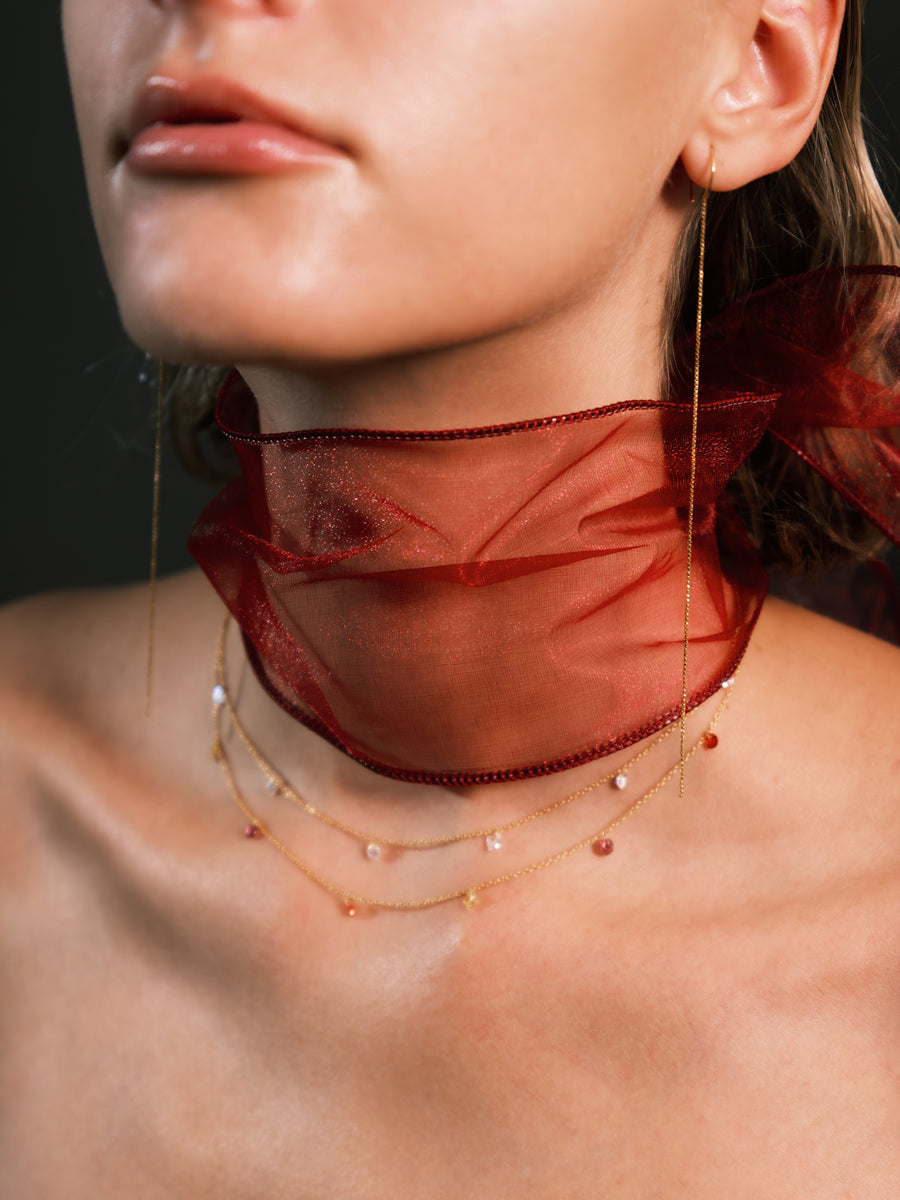 (マルチサファイア_ピンクトルマリン/gold) nude multi shape necklace