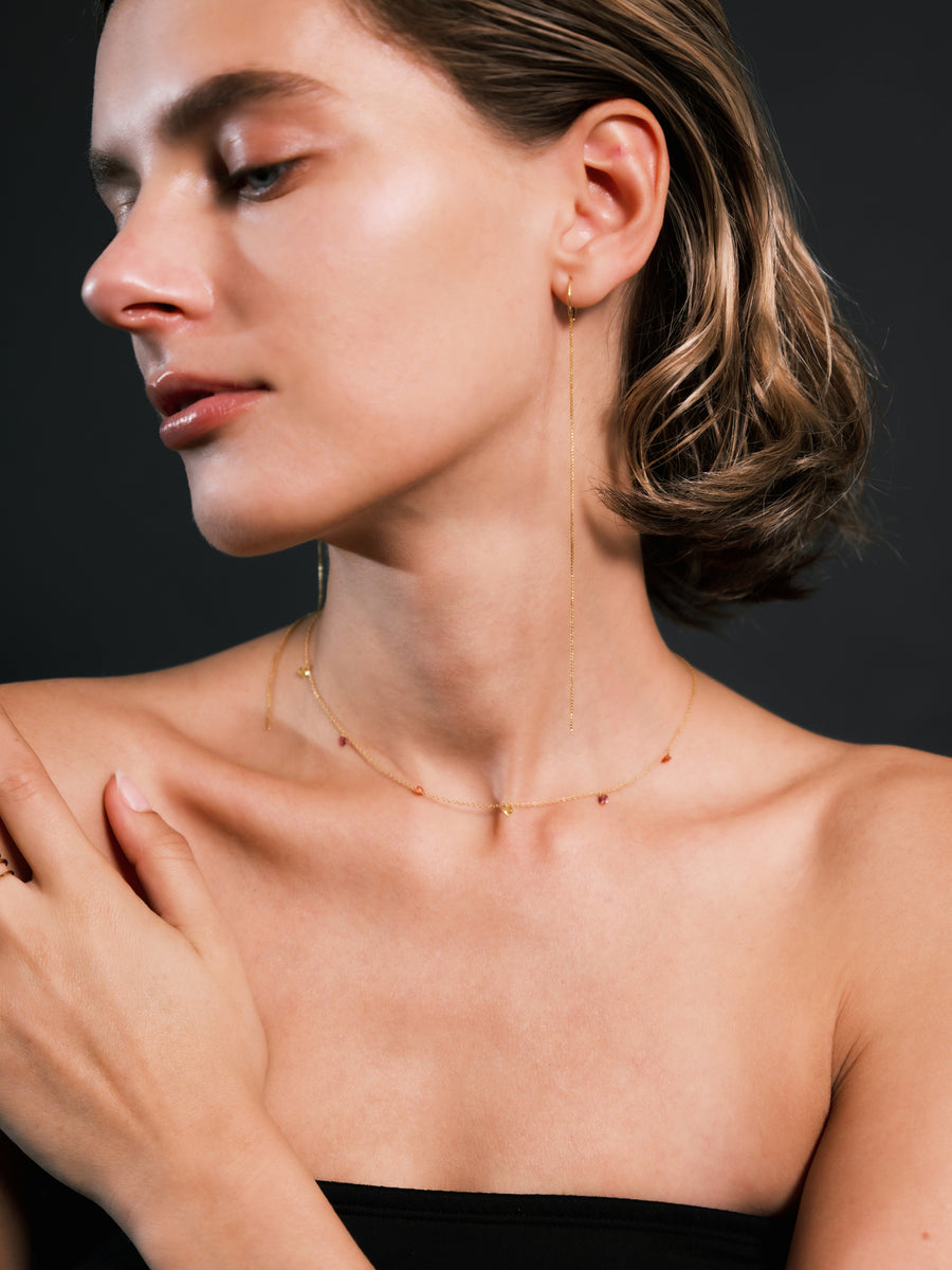 (マルチサファイア_ピンクトルマリン/gold) nude multi shape necklace