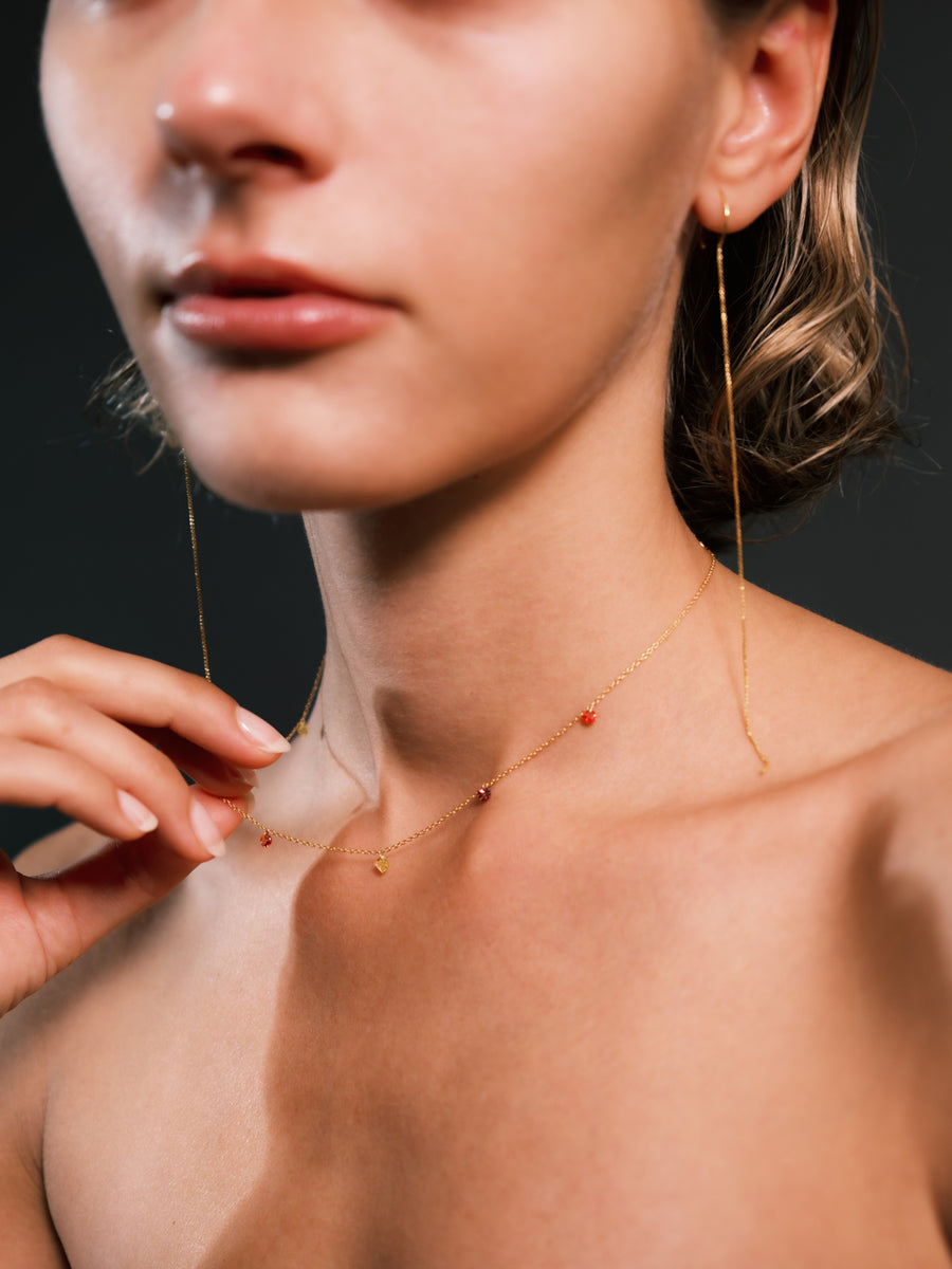 (マルチサファイア_ピンクトルマリン/gold) nude multi shape necklace