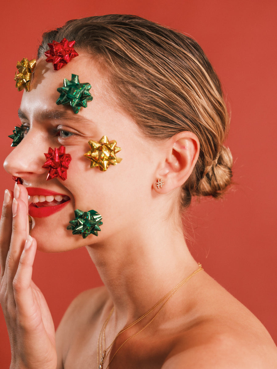 (モアサナイト/gold) secret charm earring