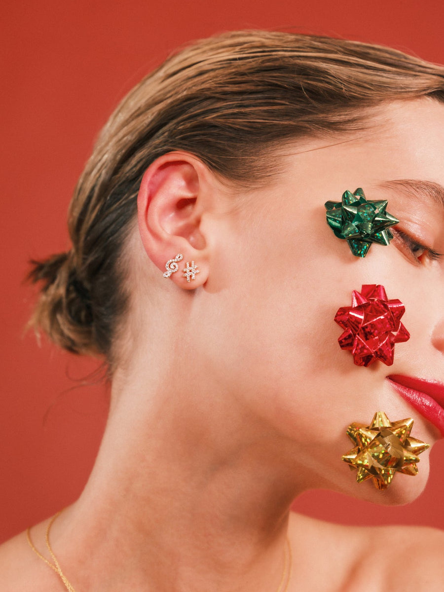 (モアサナイト/gold) secret charm earring