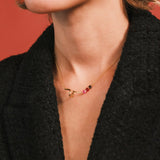 (ルビー&ガーネット&スモーキークォーツ/gold) luminous tail necklace