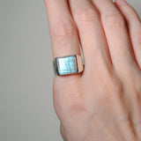 (ラブラドライト/silver) unisex block ring
