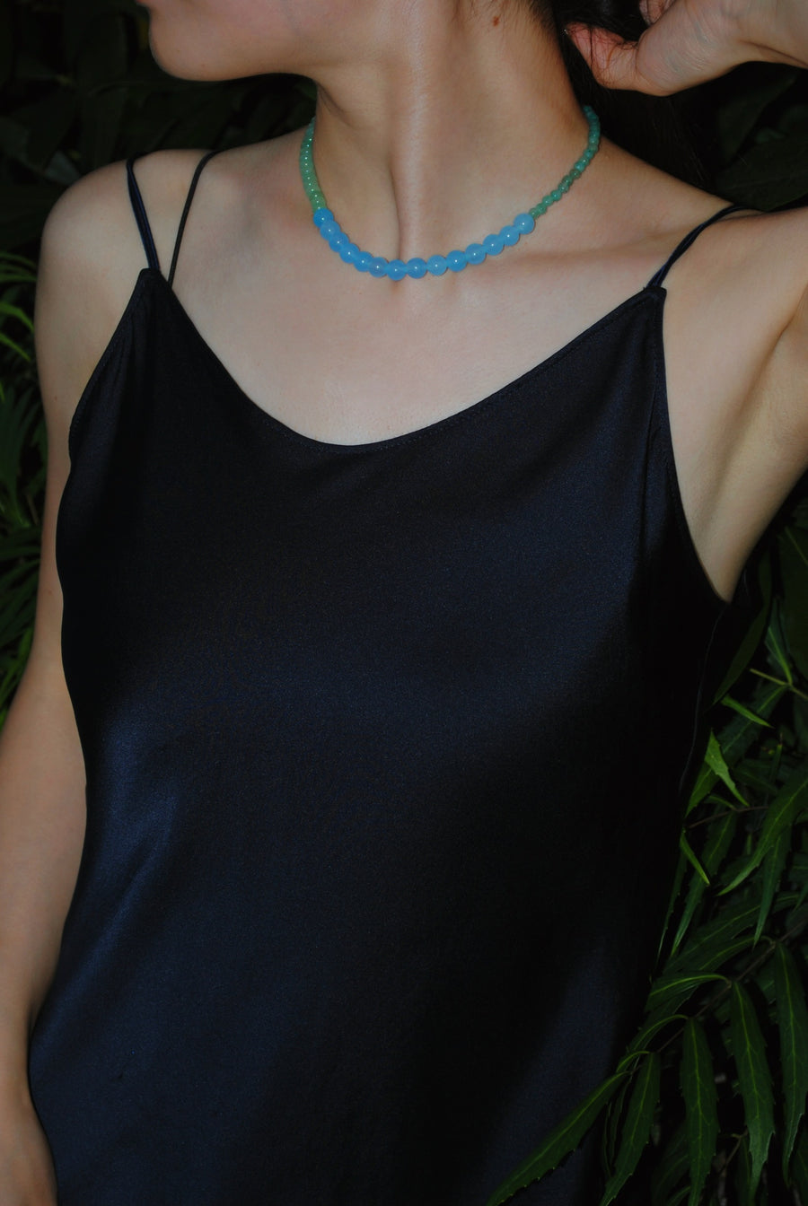 (グリーンアベンチュリン_ブルーカルセドニー) 2way playful rosary necklace