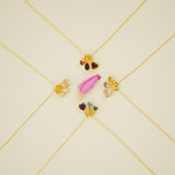 (ピンクアメジスト&ローズクオーツ&レモンクオーツ/gold) posy charm necklace