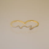 【予約商品】(モアサナイト/gold）handwritten double finger ring