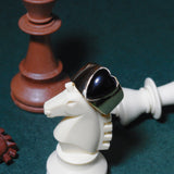 (ブラックオニキス/gold) long heart rough ring