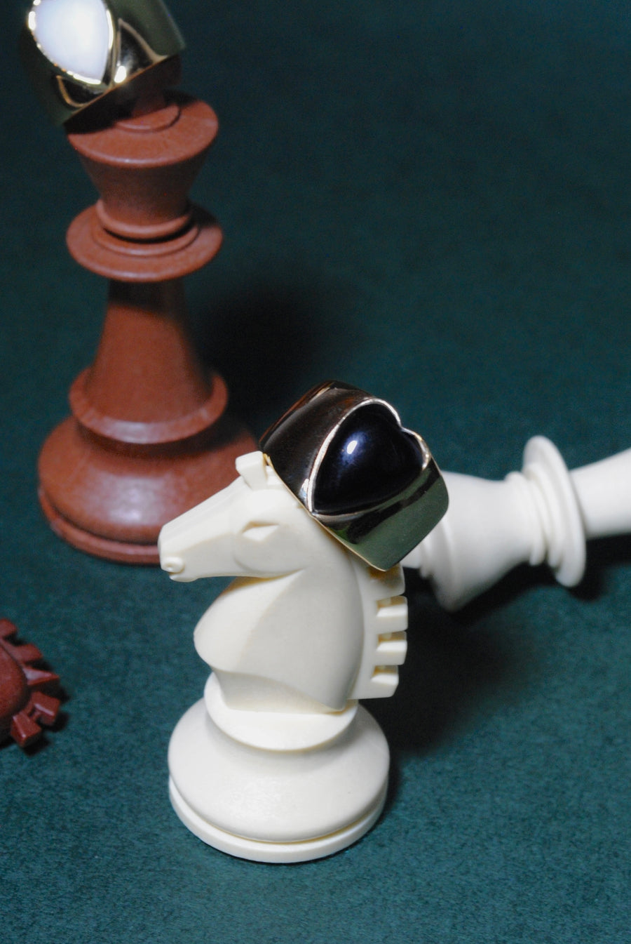 (ブラックオニキス/gold) long heart rough ring