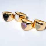 (レモンクオーツ/gold) long heart rough ring