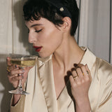 (モアサナイト/gold) curvy form pave ring