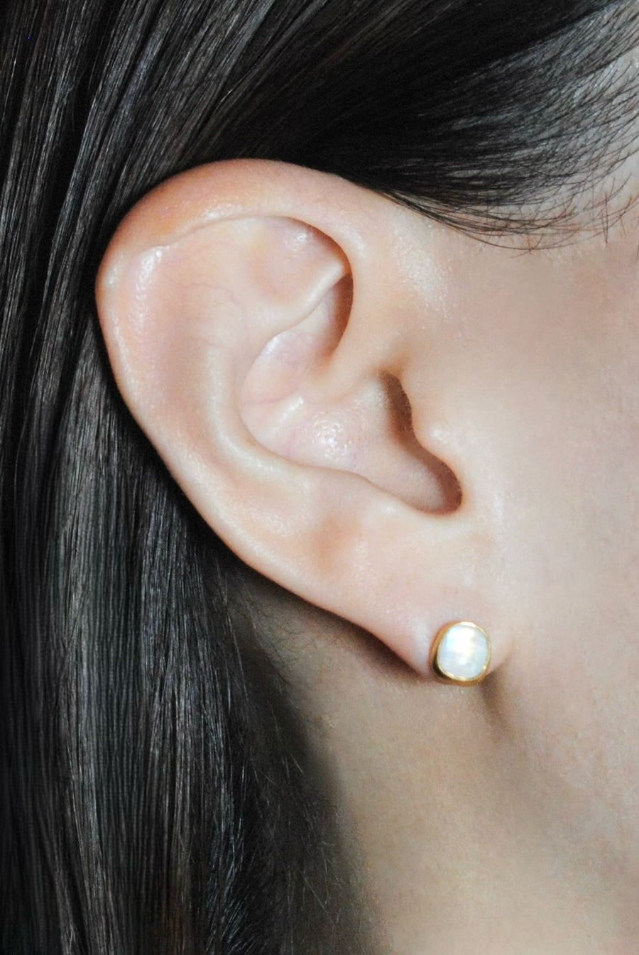 (レインボームーンストーン/gold) deformed petit earring