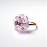 (ピンクアメジスト&アメジスト) flower carving ring