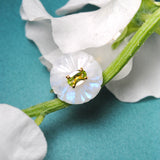 (レインボームーンストーン&ペリドット) flower carving ring