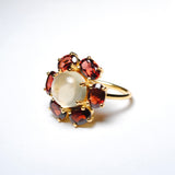 (ガーネット&レモンクオーツ/gold) camellia ring