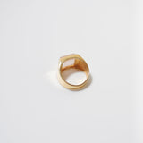 (ローズクオーツ/gold) unisex block ring