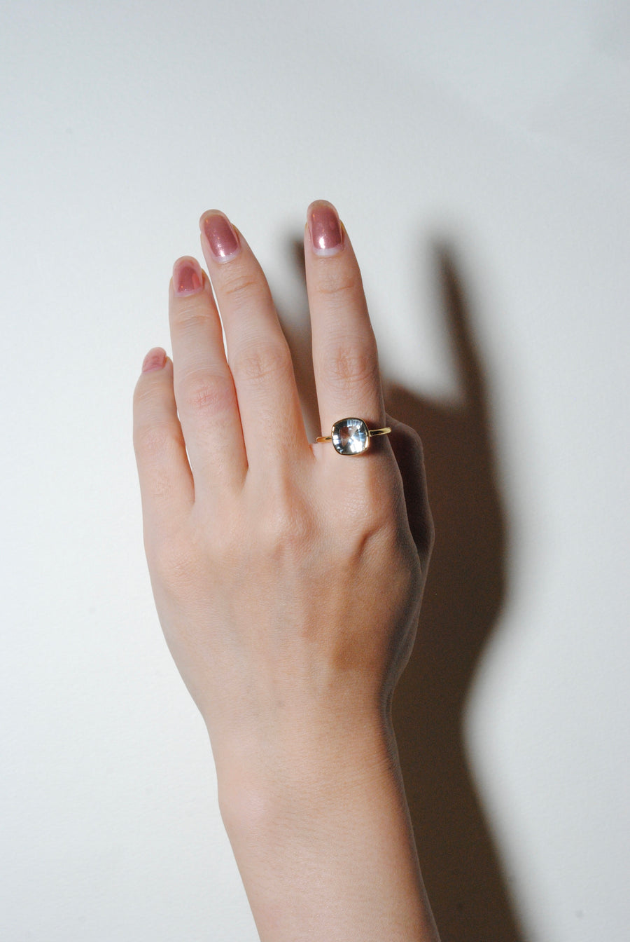 (グリーンアメジスト/gold) corn cave cushion ring