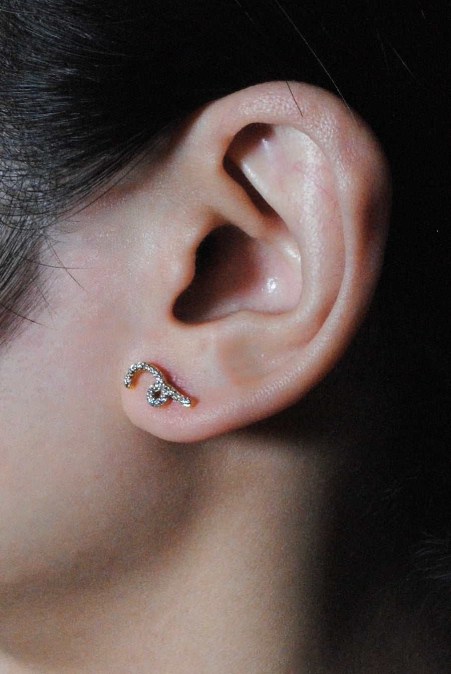(モアサナイト/gold) mini drawing earring