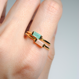 (アマゾナイト/gold) mini rect boad ring