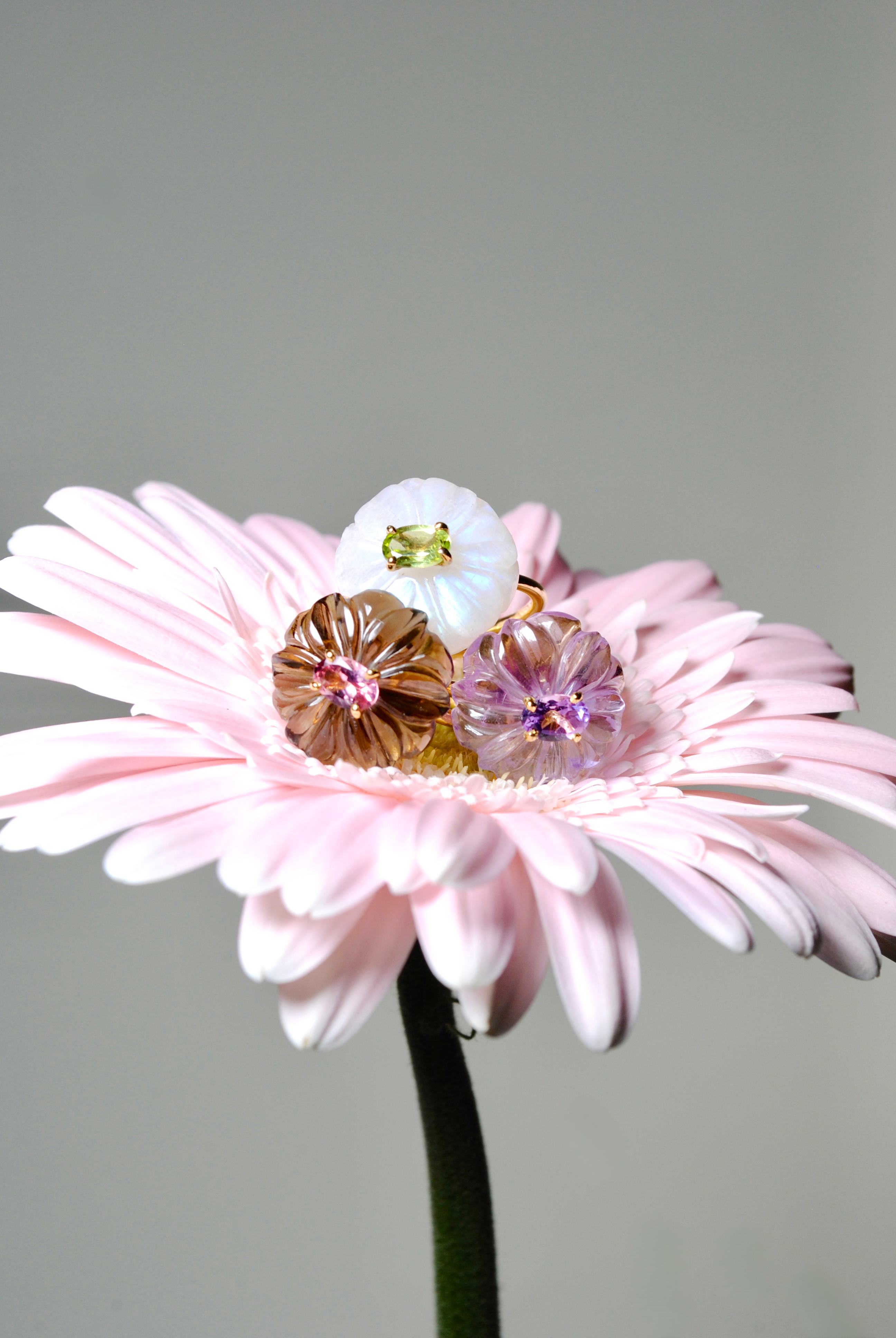 ピンクアメジスト&アメジスト) flower carving ring ODR198005 | ödül ピンクアメジスト&アメジスト) flower carving ring ODR198005 | ödül