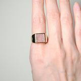 (ローズクオーツ/gold) unisex block ring