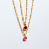 (ガーネット/gold-silver) birth pinky necklace【1月誕生石】