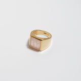 (ローズクオーツ/gold) unisex block ring