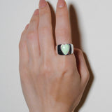 (Lemon chrysoprase/silver) long heart rough ring
