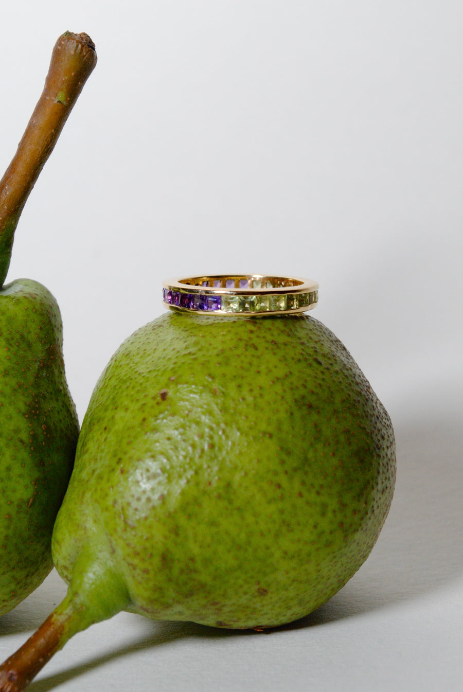 (Peridot &amp; Amethyst/GOLD) Bi-Color 3-Way Square Eternity Ring