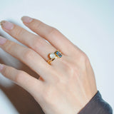 (レインボームーンストーン/gold) hemisphere basic circle ring