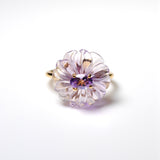 (ピンクアメジスト&アメジスト) flower carving ring