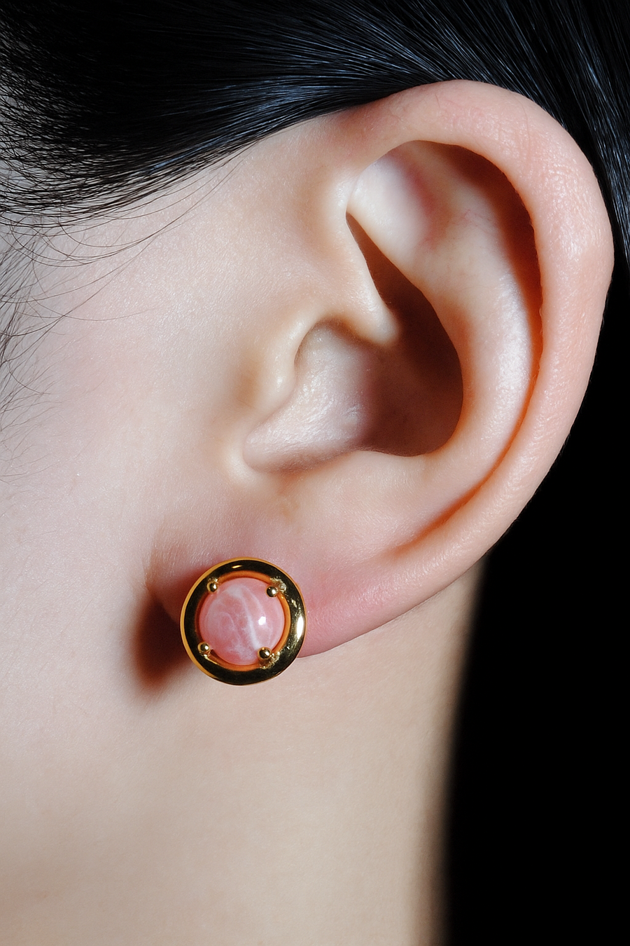 (ロードクロサイト/gold) rope around-circle- earring