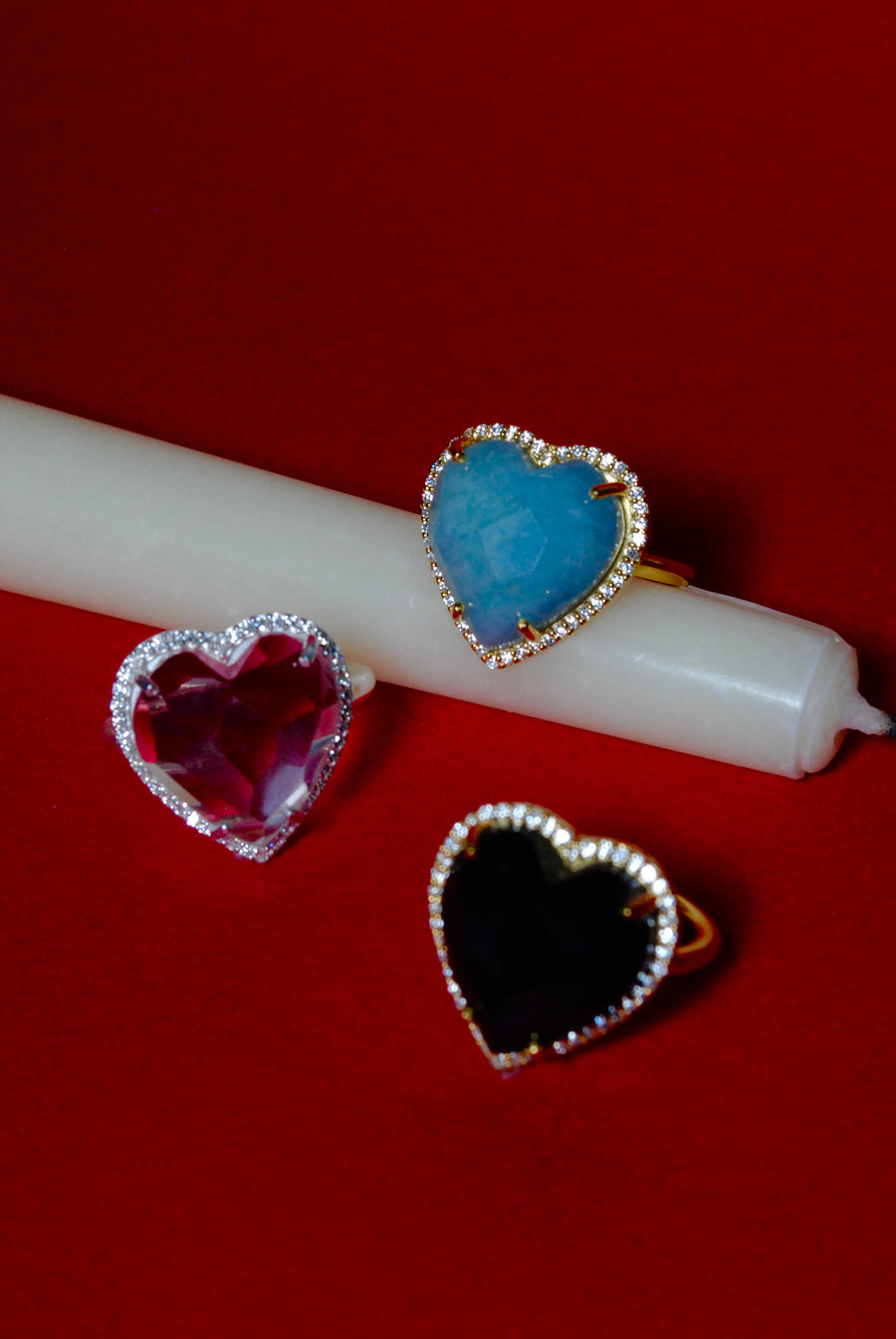 (ミルキーアクアマリン/gold) heart 4 u ring