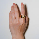 (レモンクオーツ/gold) long heart rough ring