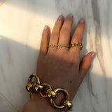 (モアサナイト/gold）handwritten double finger ring