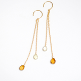 (レモンクオーツ&ウィスキークオーツ/gold) fancy swing earring