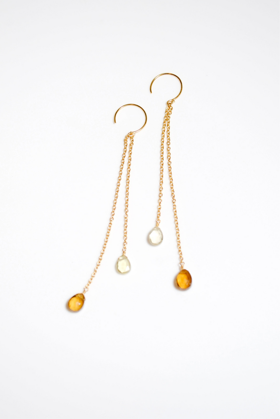 (レモンクオーツ&ウィスキークオーツ/gold) fancy swing earring