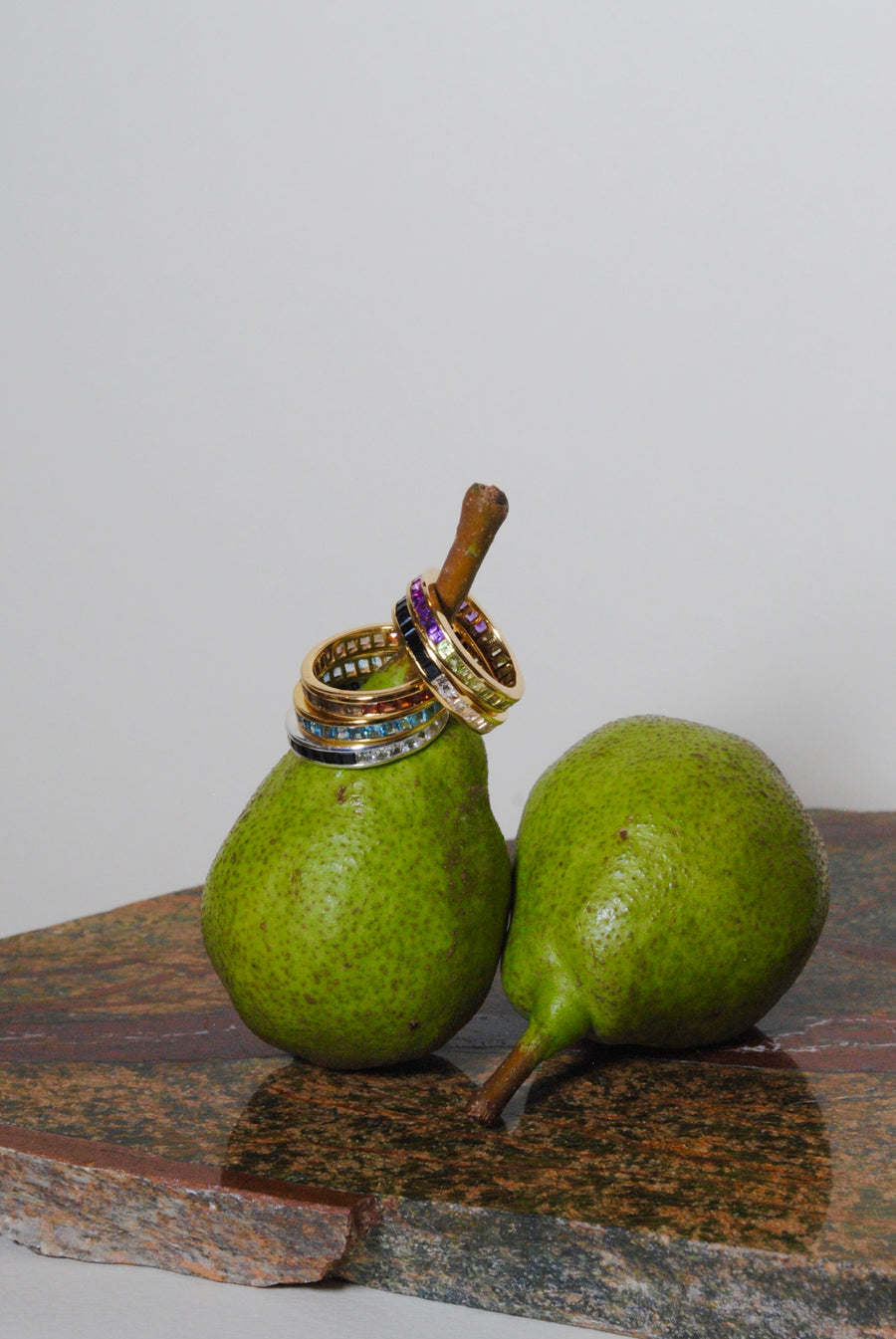 (Peridot &amp; Amethyst/GOLD) Bi-Color 3-Way Square Eternity Ring
