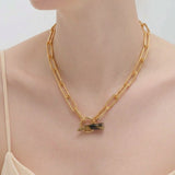 (モンタナアゲート/gold) horn mantel chain  necklace