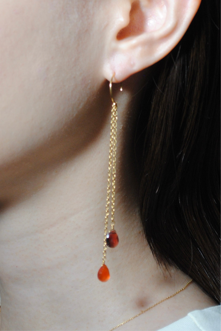 (ガーネット&カーネリアン/gold) fancy swing earring