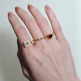 (ダルメシアンジャスパー/gold) mini frame pave ring