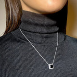 (ブラックオニキス/silver) frame pave necklace