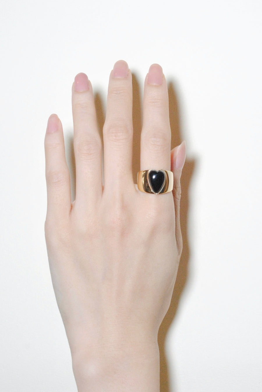 (ブラックオニキス/gold) long heart rough ring