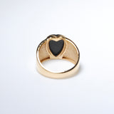 (ブラックオニキス/gold) long heart rough ring
