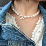 (パール/silver) heart mantel pearl necklace